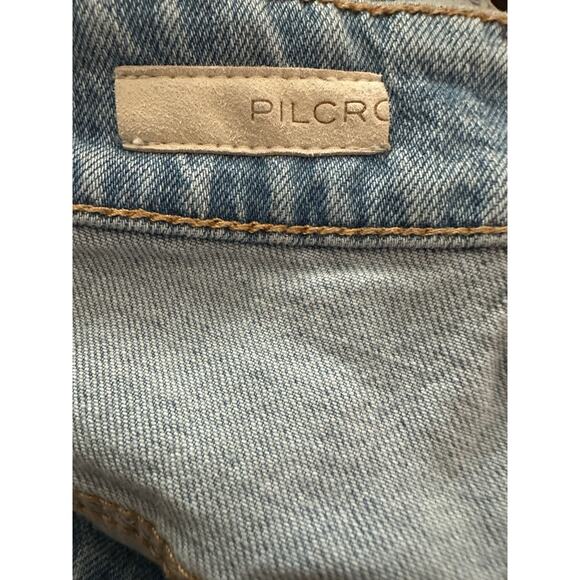PILCRO Anthropologie The Vintage Straight Jeans Boho Ribbon Stripe Trim - Sz 27 - Picture 6 of 9
